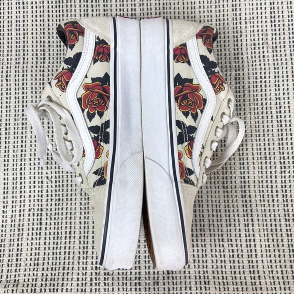 Vans‎ Old Skool Mary Rand Floral Rose Skate Shoes Sneakers Size 6 Ivory Low Top - Picture 7 of 8